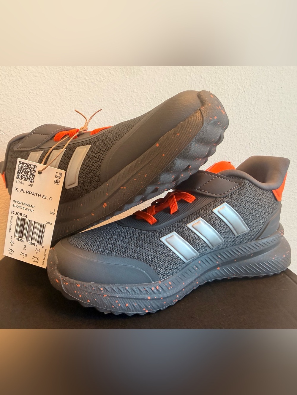 adidas X_PLRPATH EL C Unisex Kids Low-Top Sneakers Gray/Orange 2.5